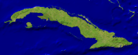 Cuba Satellite + Borders 800x321